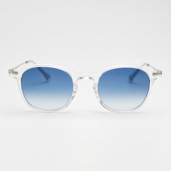 Lora Blue Gradient Lens Sunglasses - Clear Round TR90 Frame
