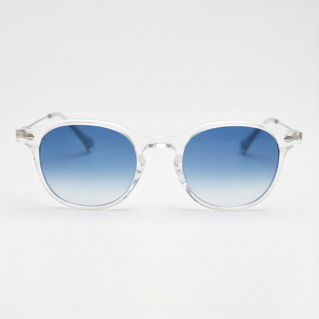 Lora Blue Gradient Lens Sunglasses - Clear Round TR90 Frame