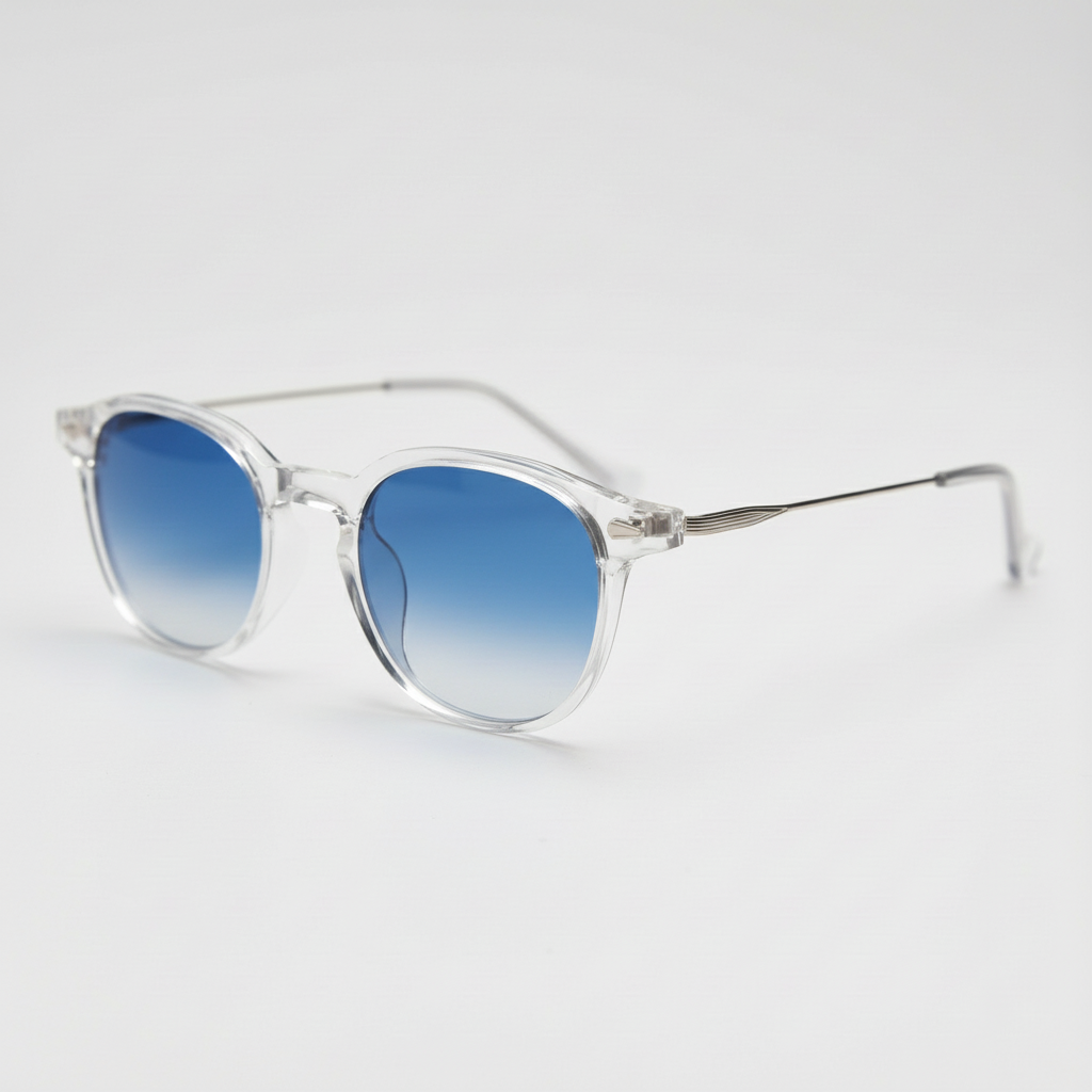 Lora Blue Gradient Lens Sunglasses - Clear Round TR90 Frame