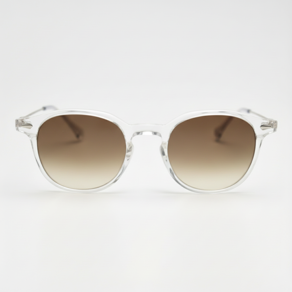 Lora Brown Gradient Lens Sunglasses - Clear Round TR90 Frame