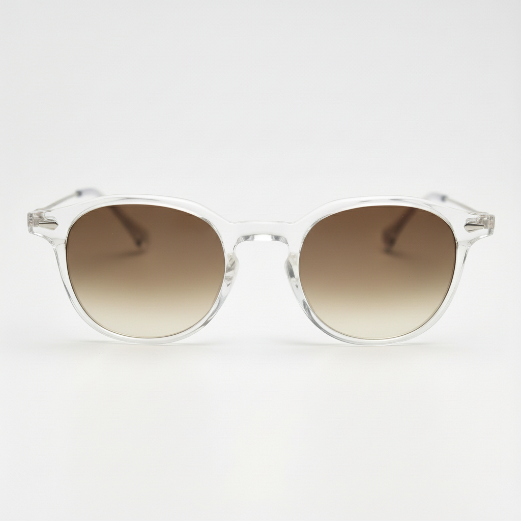 Lora Brown Gradient Lens Sunglasses - Clear Round TR90 Frame
