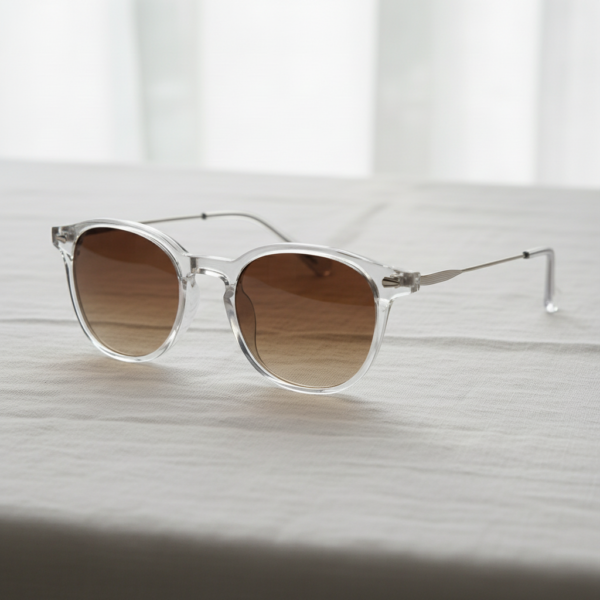Lora Brown Gradient Lens Sunglasses - Clear Round TR90 Frame