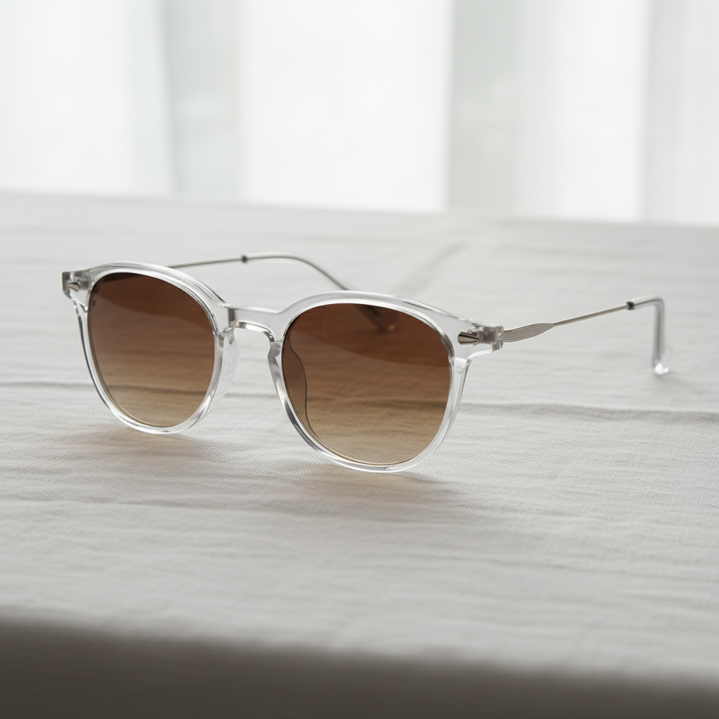 Lora Brown Gradient Lens Sunglasses - Clear Round TR90 Frame