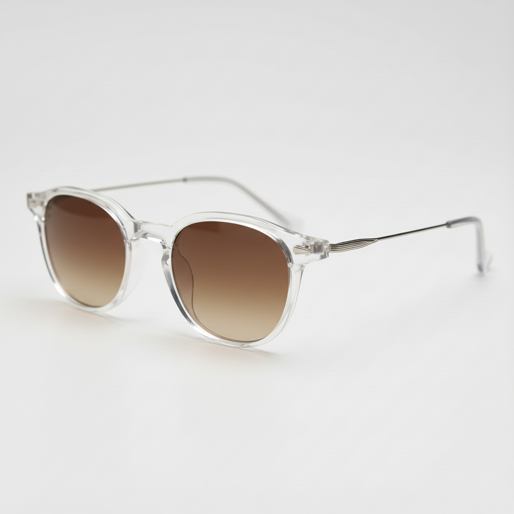 Lora Brown Gradient Lens Sunglasses - Clear Round TR90 Frame