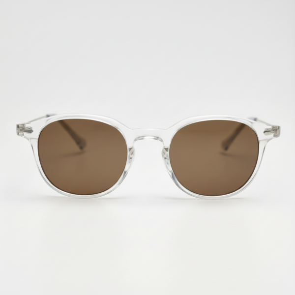 Lora Brown Tinted Lens Sunglasses - Clear Round TR90 Frame