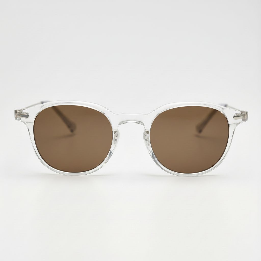 Lora Brown Tinted Lens Sunglasses - Clear Round TR90 Frame