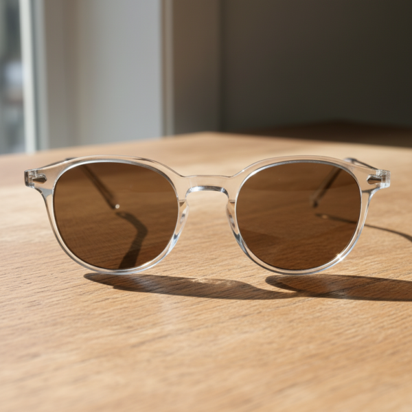 Lora Brown Tinted Lens Sunglasses - Clear Round TR90 Frame