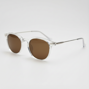 Lora Brown Tinted Lens Sunglasses - Clear Round TR90 Frame