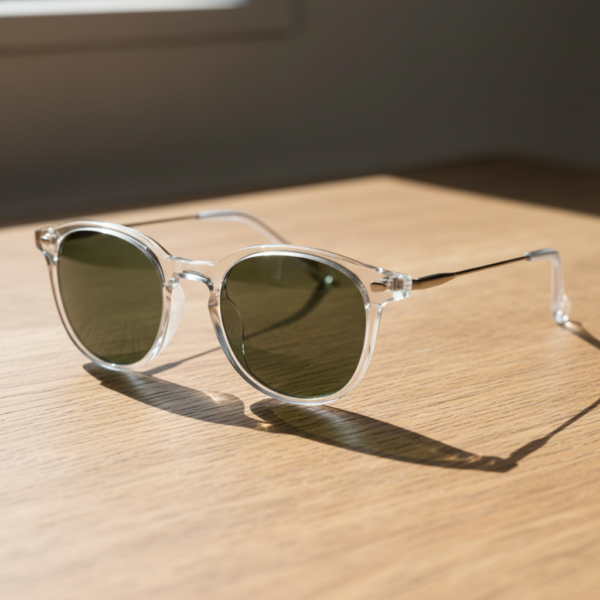 Lora Green Tinted Lens Sunglasses - Clear Round TR90 Frame