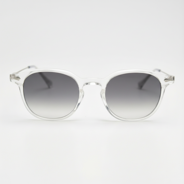 Lora Grey Gradient Lens Sunglasses - Clear Round TR90 Frame