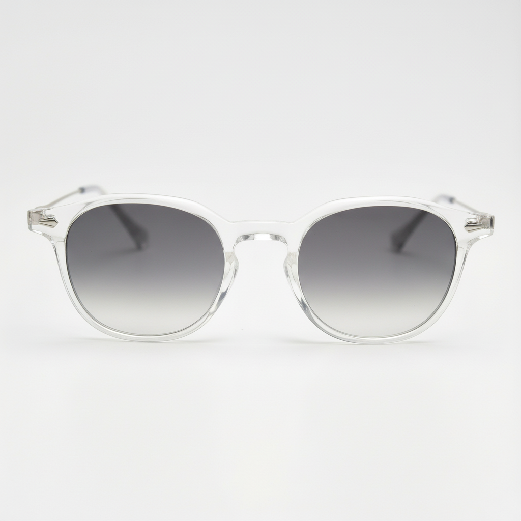 Lora Grey Gradient Lens Sunglasses - Clear Round TR90 Frame