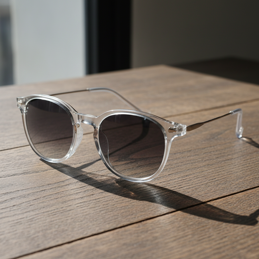 Lora Grey Gradient Lens Sunglasses - Clear Round TR90 Frame