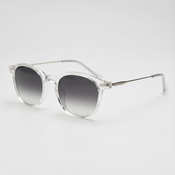 Lora Grey Gradient Lens Sunglasses - Clear Round TR90 Frame