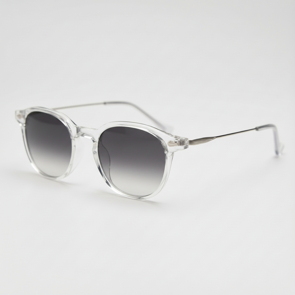 Lora Grey Gradient Lens Sunglasses - Clear Round TR90 Frame
