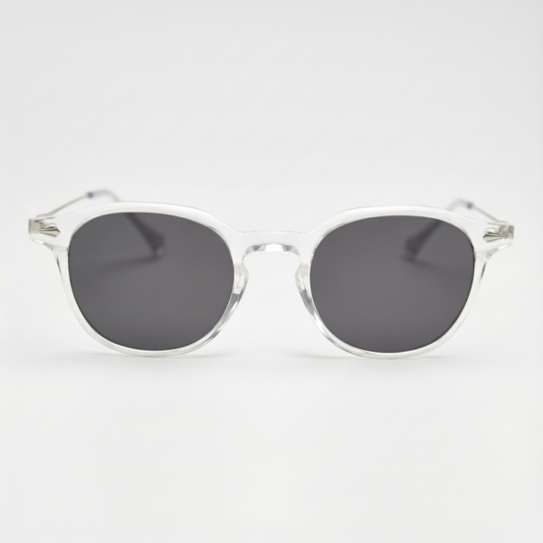 Lora Grey Tinted Lens Sunglasses - Clear Round TR90 Frame