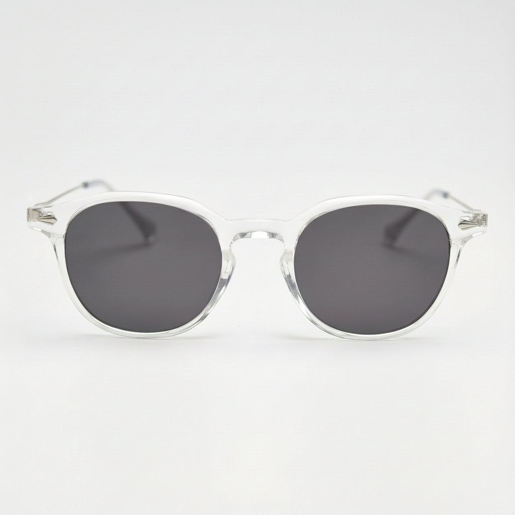 Lora Grey Tinted Lens Sunglasses - Clear Round TR90 Frame