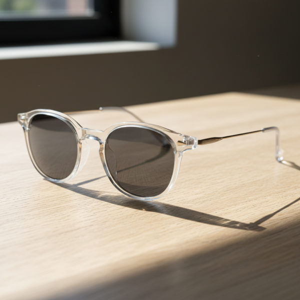 Lora Grey Tinted Lens Sunglasses - Clear Round TR90 Frame