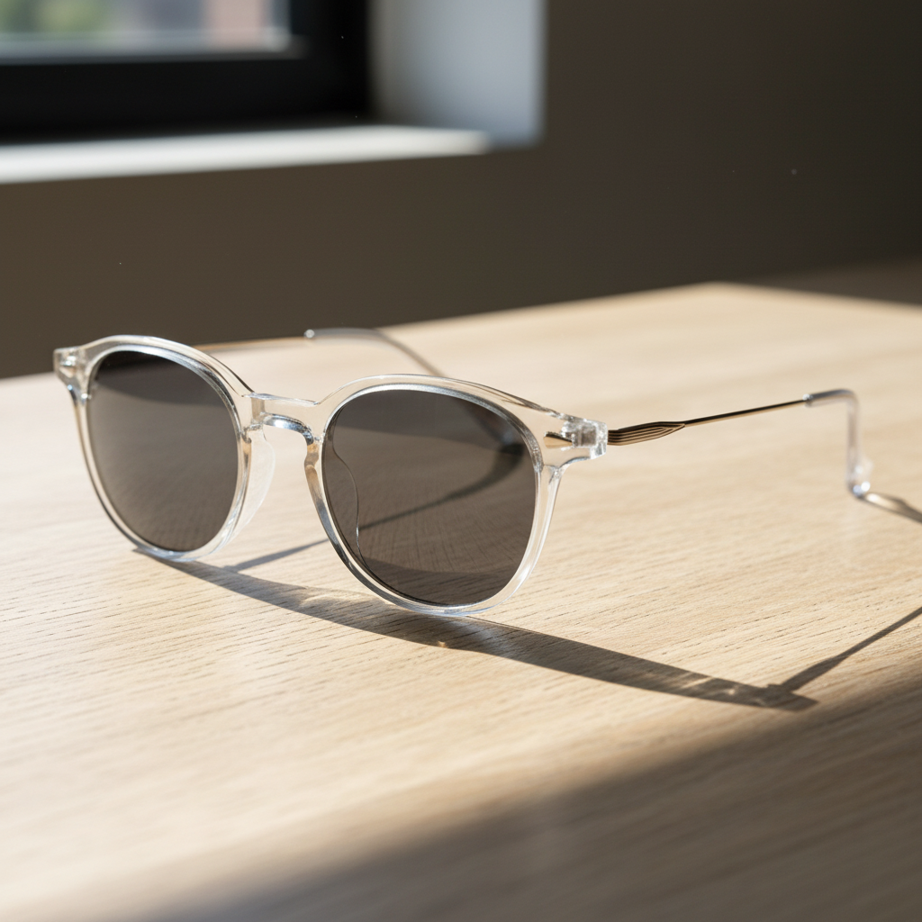 Lora Grey Tinted Lens Sunglasses - Clear Round TR90 Frame