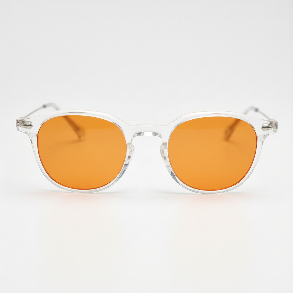 Lora Orange Tinted Lens Sunglasses - Clear Round TR90 Frame