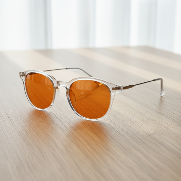 Lora Orange Tinted Lens Sunglasses - Clear Round TR90 Frame