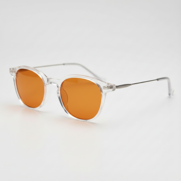 Lora Orange Tinted Lens Sunglasses - Clear Round TR90 Frame
