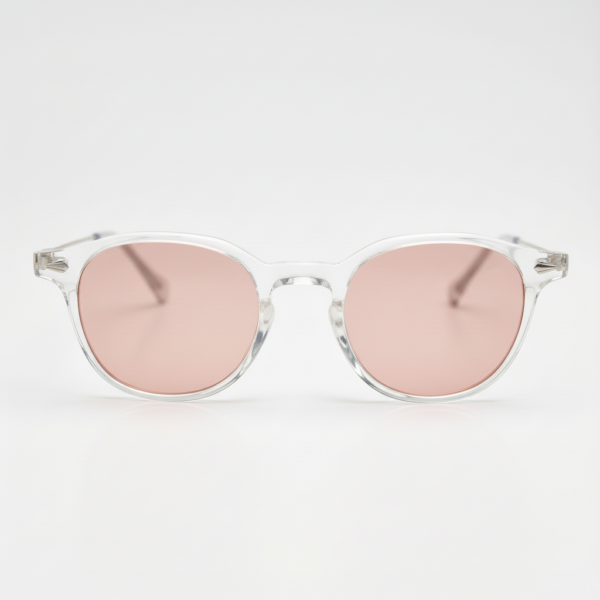 Lora Pink Tinted Lens Sunglasses - Clear Round TR90 Frame
