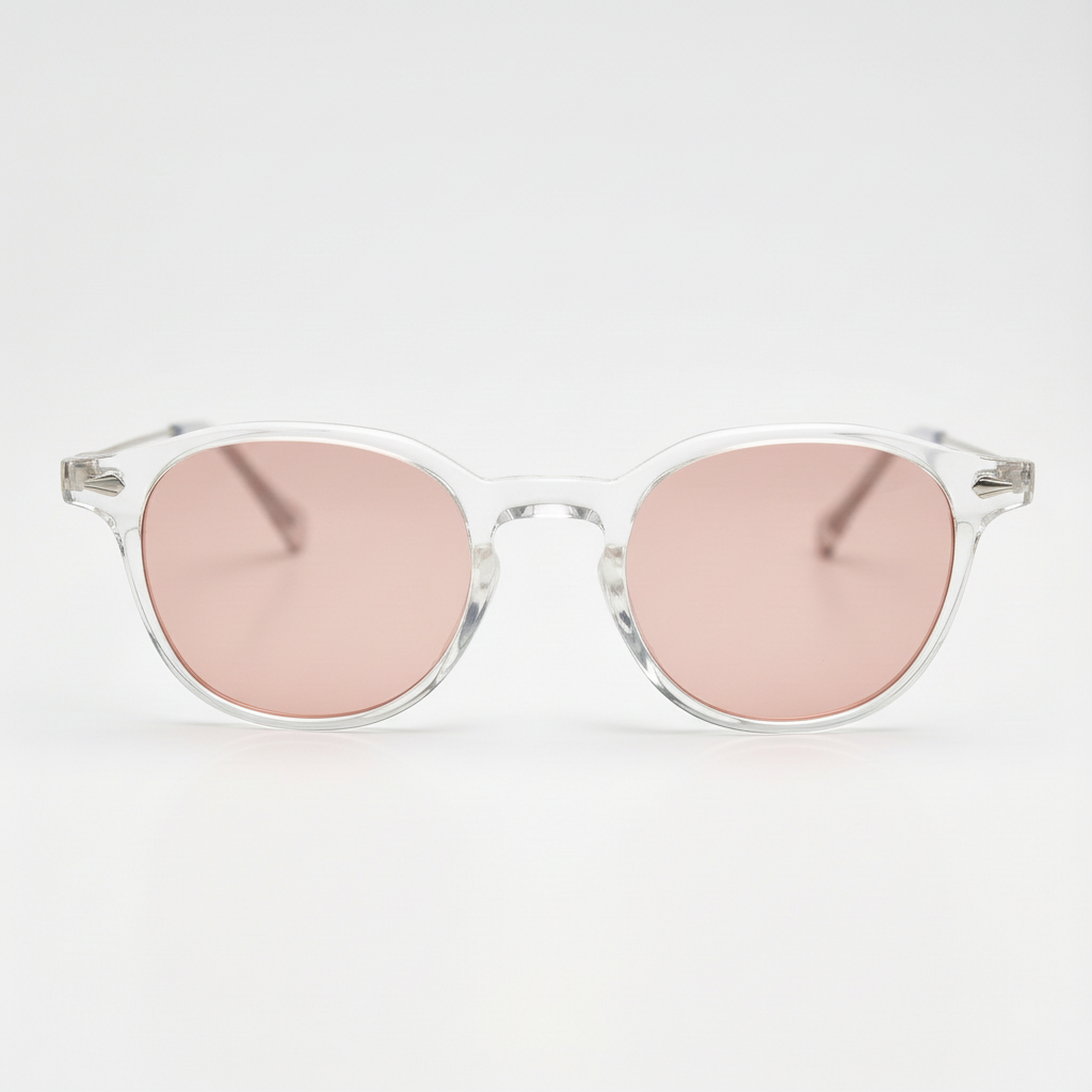 Lora Pink Tinted Lens Sunglasses - Clear Round TR90 Frame