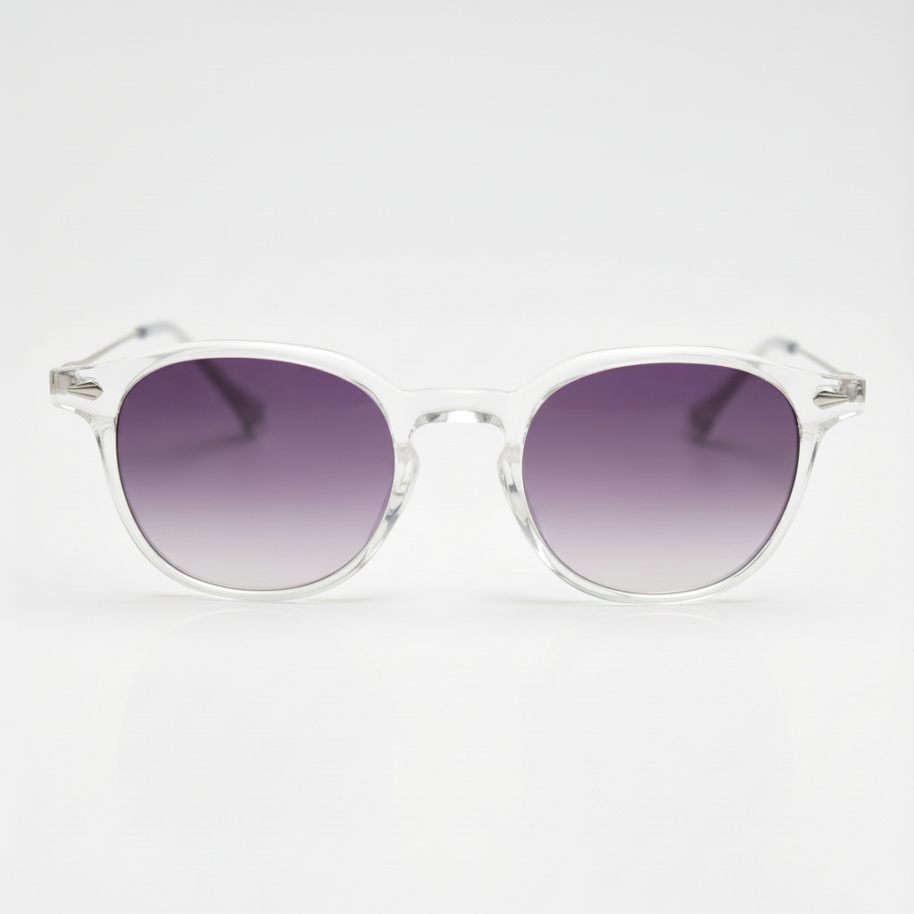 Lora Purple Gradient Lens Sunglasses - Clear Round TR90 Frame