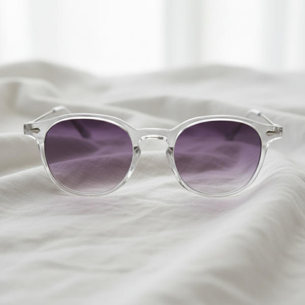 Lora Purple Gradient Lens Sunglasses - Clear Round TR90 Frame