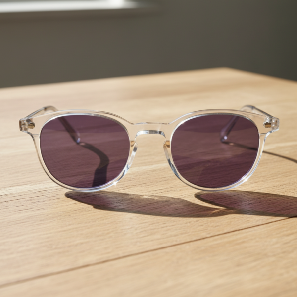 Lora Purple Tinted Lens Sunglasses - Clear Round TR90 Frame