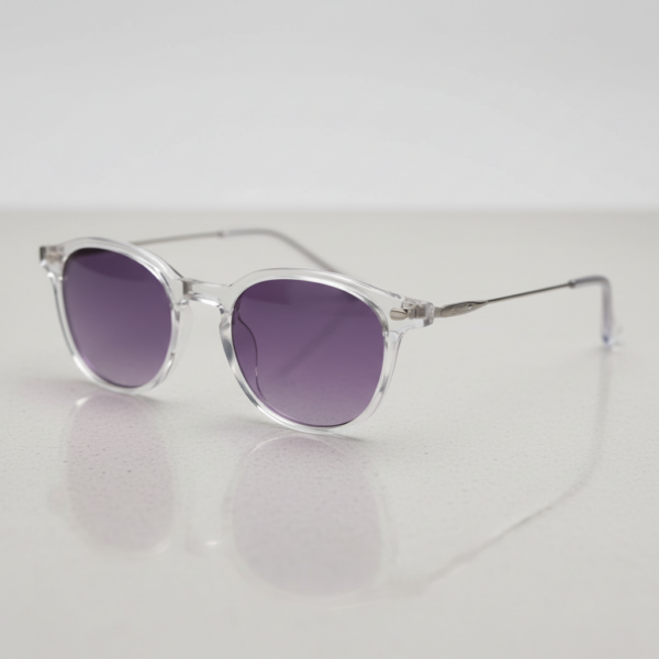 Lora Purple Tinted Lens Sunglasses - Clear Round TR90 Frame