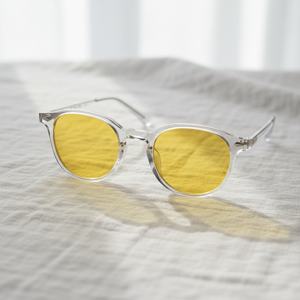 Lora Night Driving Glasses (Yellow Tint) - Clear Round TR90 Frame