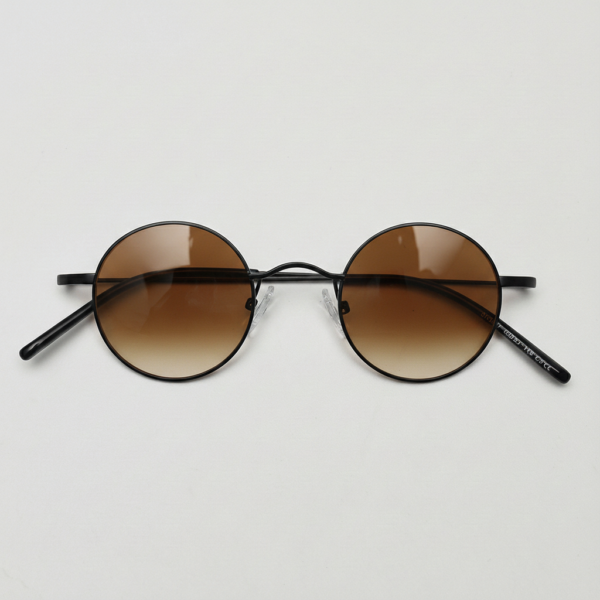 LVY Brown Gradient Lens Sunglasses - Matte black Round Titanium Frame
