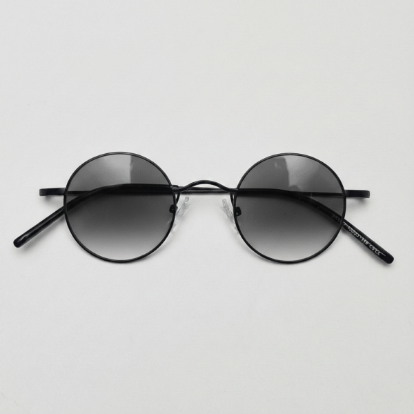 LVY Grey Gradient Lens Sunglasses - Matte black Round Titanium Frame