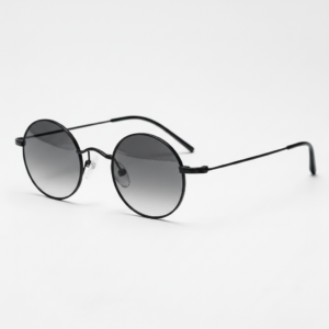 LVY Grey Gradient Lens Sunglasses - Matte black Round Titanium Frame