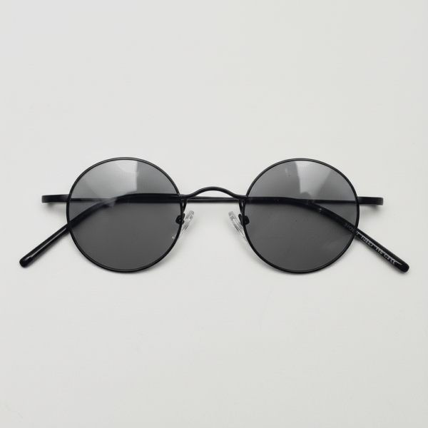 LVY Grey Tinted Lens Sunglasses - Matte black Round Titanium Frame