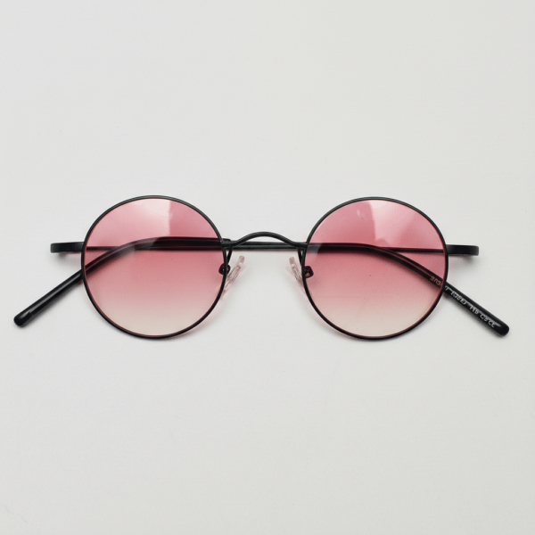 LVY Pink Gradient Lens Sunglasses - Matte black Round Titanium Frame