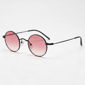 LVY Pink Gradient Lens Sunglasses - Matte black Round Titanium Frame