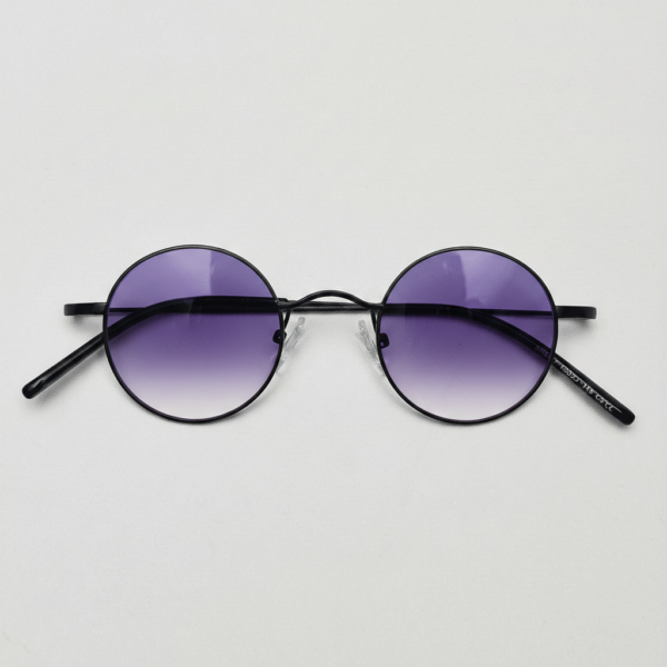 LVY Purple Gradient Lens Sunglasses - Matte black Round Titanium Frame