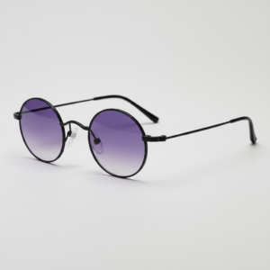 LVY Purple Gradient Lens Sunglasses - Matte black Round Titanium Frame