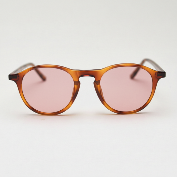 Moira Pink Tinted Lens Sunglasses - Tortoise Round TR90 Frame