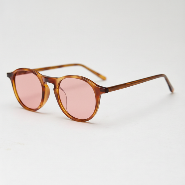 Moira Pink Tinted Lens Sunglasses - Tortoise Round TR90 Frame