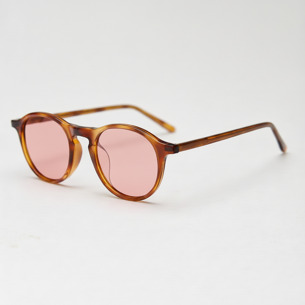 Moira Pink Tinted Lens Sunglasses - Tortoise Round TR90 Frame