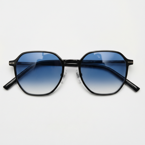 Nina Blue Gradient Lens Sunglasses - Black Square TR90 Frame