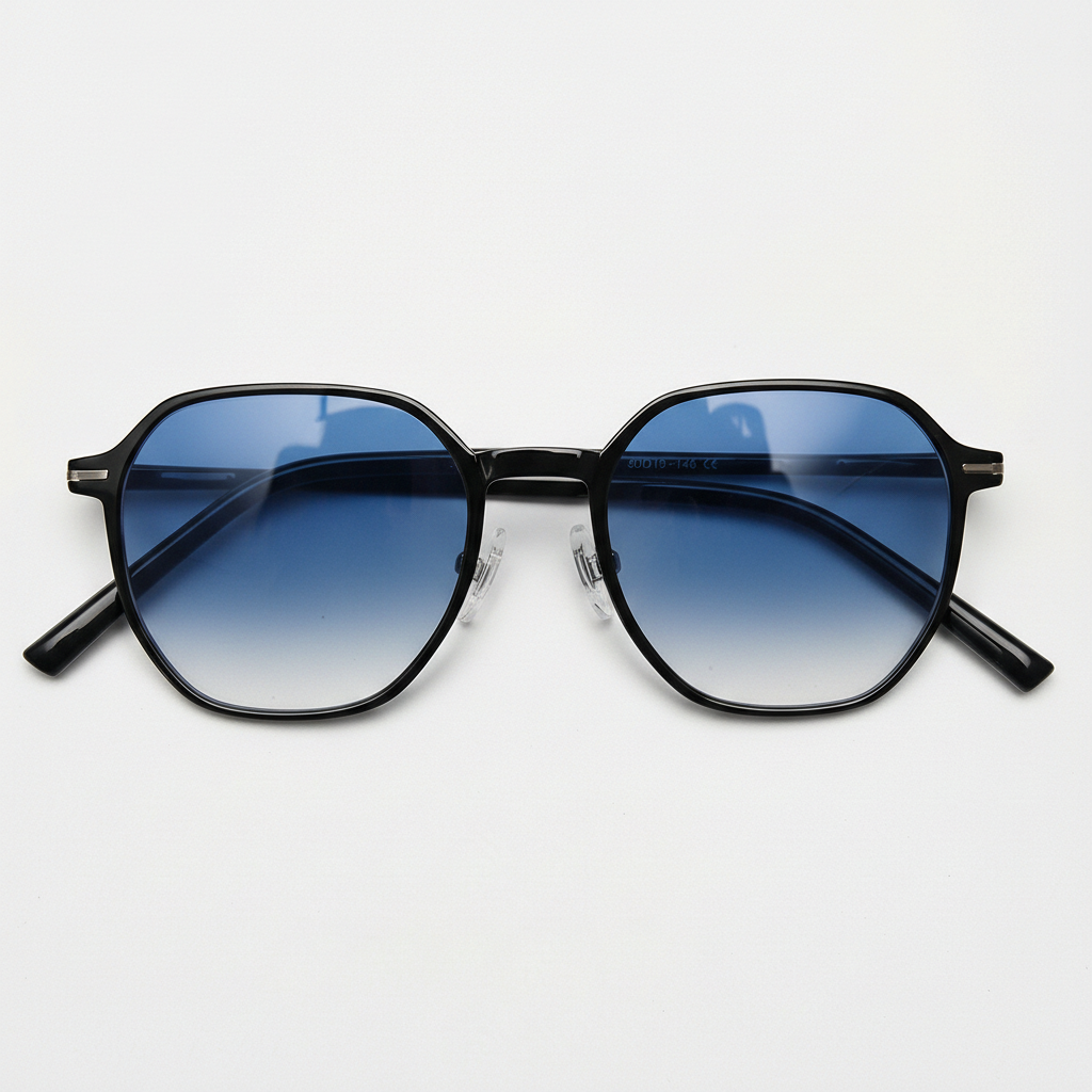 Nina Blue Gradient Lens Sunglasses - Black Square TR90 Frame
