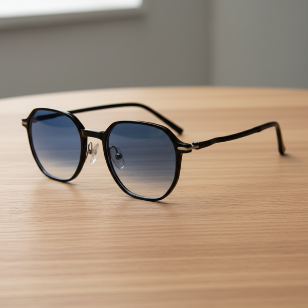 Nina Blue Gradient Lens Sunglasses - Black Square TR90 Frame