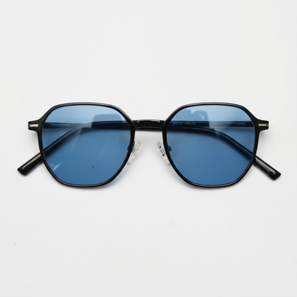 Nina Blue Tinted Lens Sunglasses - Black Square TR90 Frame