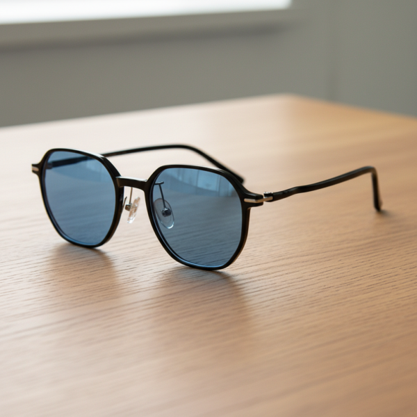 Nina Blue Tinted Lens Sunglasses - Black Square TR90 Frame