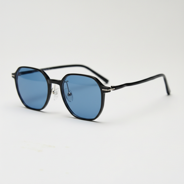 Nina Blue Tinted Lens Sunglasses - Black Square TR90 Frame