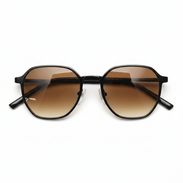 Nina Brown Gradient Lens Sunglasses - Black Square TR90 Frame
